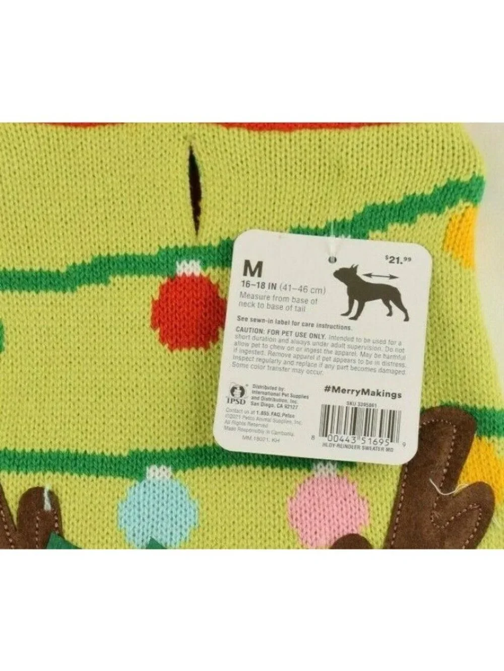 Merry Makings Dog Medium Oh, Deer Holiday Reindeer Pet Sweater